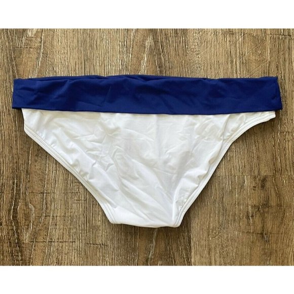 Tommy Bahama Womens Fold Over Bikini Swimsuit Bottom White Blue Sz Small - Picture 3 of 4